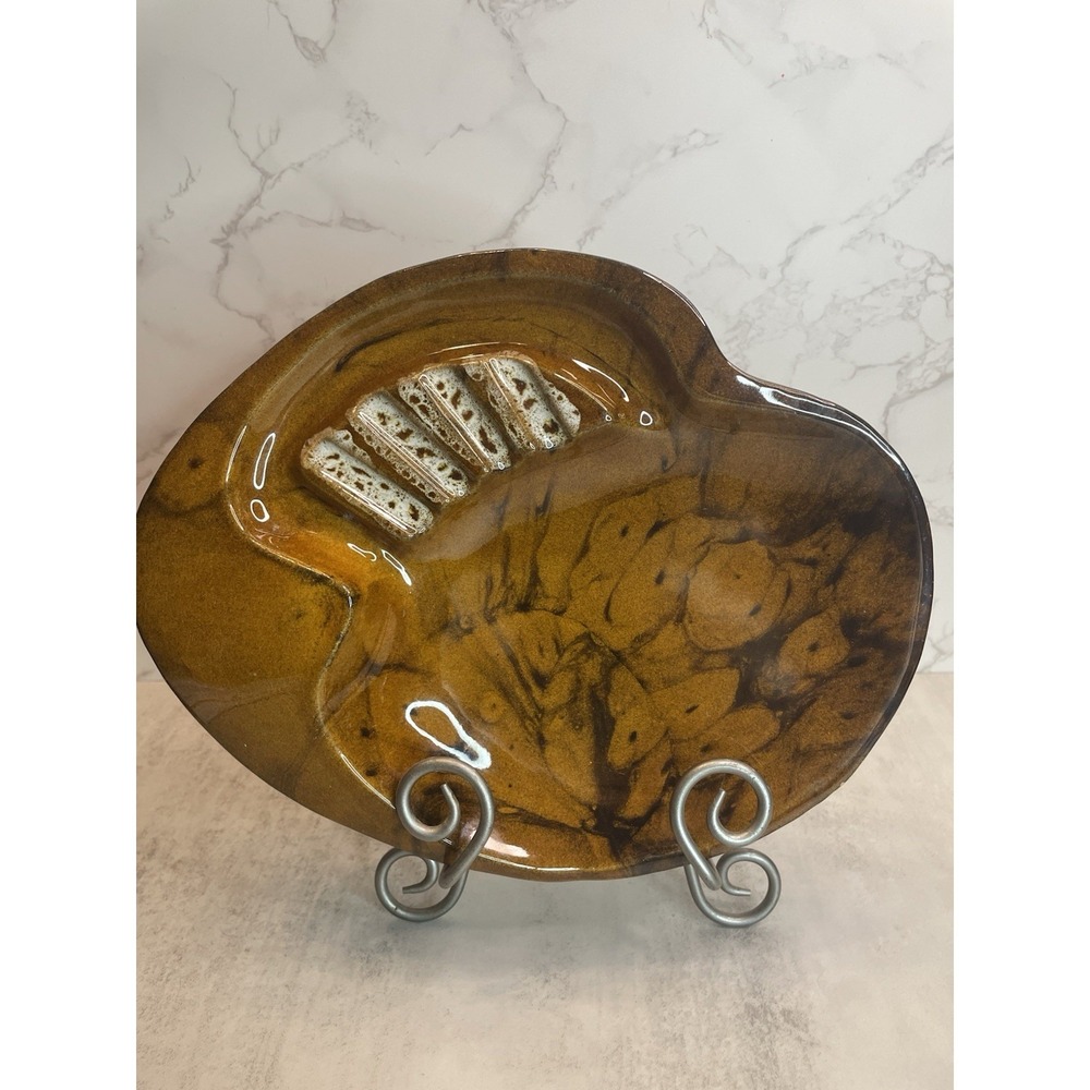 VTG Van Briggle Art Pottery Ashtray Anna V.B. Signed Brown Black Tortoise  MCM